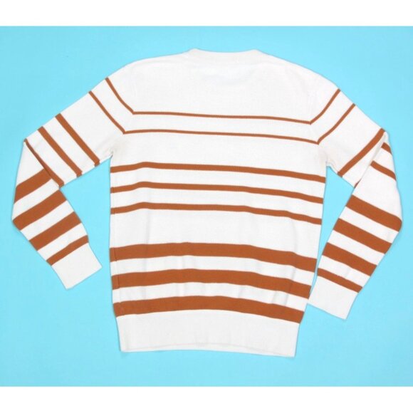 SCOTCH & SODA Striped Cream Brown Sweater Men's Crewneck Cotton size M /144 - Picture 2 of 4